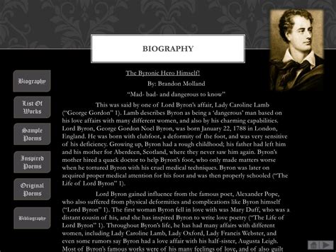 Lord byron biography summary examples