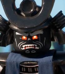 Appearance. Initially, Lord Garmadon appeared as a normal boy with brown hair. After being bitten by the Great Devourer, he gained pale skin and glowing red eyes. Upon being struck by lightning and falling into the Underworld, his body became completely black, with a lined face and visible ribs and teeth..