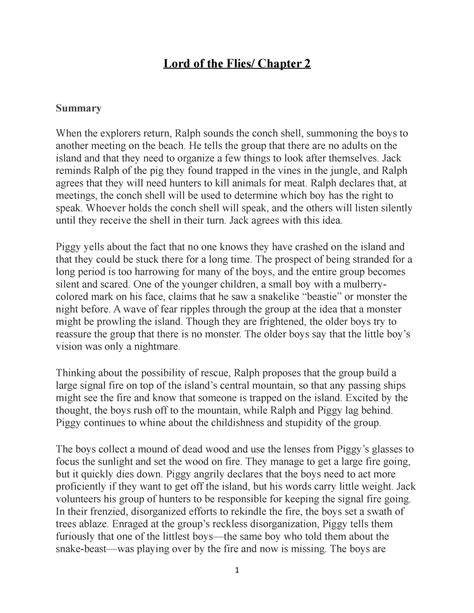Lord of the flies chapter 2 Lord of the Flies/ Chapter 2 Using your