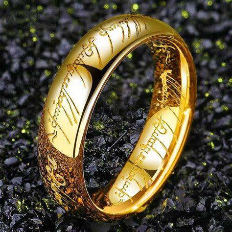 Lord of the rings wedding band. 7mm Gold Lord of The Rings Engraved Titanium Ring for Men & Women & Boys The One Ring to Rule Them All Ring of Power Lotr Ring Wdding Band. 73. $1799. Save 5% with coupon (some sizes/colors) FREE delivery Tue, Feb 13 on $35 of items shipped by Amazon. 