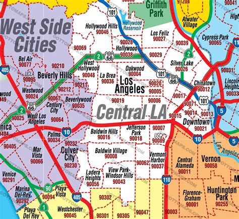 Los Angeles ca zip code map Los Angeles county zip code map