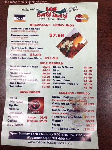 Los Burritos Tapatios menu - Lombard IL 60148 - (877) 585-1085