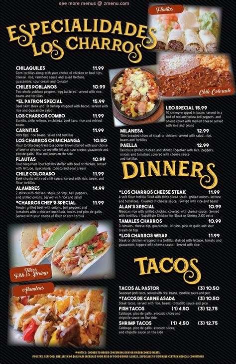View the menu for Los Charros Taqueria and restaurants in Gridley, CA. See restaurant menus, reviews, ratings, phone number, address, hours, photos and maps. Home; ... Reviews for Los Charros Taqueria. Write a Review 4.0 stars - Based on 7 votes #2 out of 21 restaurants in Gridley #1 of 4 Mexican in Gridley 5 star: 1 votes: 14%: