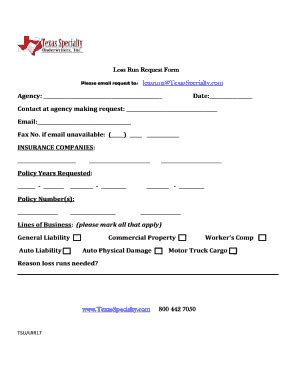 Loss Run Request Form sigma programs