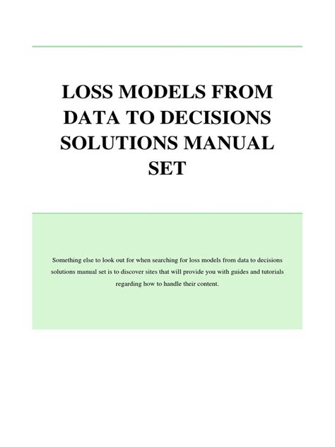 Loss models from data to decisions solutions manual set. - Download cpesc exam review study guide.