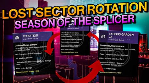 Sep 21, 2023 · Lost Sector Rewards. As a reminder, completing Legend or Master Lost Sectors solo is the only way to acquire several specific Exotic armor pieces. While our Lost Sector Exotics guide covers them all, including their rotation for the remainder of the season, these are all Lost Sector Exotics available today: