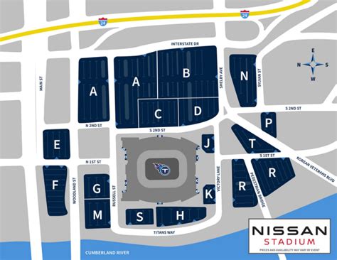 Lot h nissan stadium. May 4. Sat · 6:00pm. Parking: Morgan Wallen. Nissan Stadium · Nashville, TN. Get Your Nissan Stadium Parking Passes at the Lowest Possible Price. See a Detailed Map of Exactly Where You’ll be Parking and Make Sure You’re Finding The Best Parking Spot for Your Seat. All Passes are 100%% Guaranteed on SeatGeek - Let’s Go! 