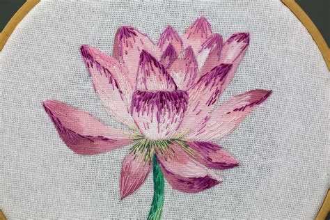 Lotus Embroidery Pattern Flower Hand Embroidery Pdf Thread Etsy