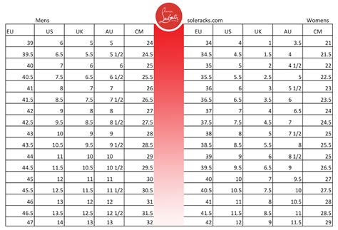 Louboutin Size Chart Cm
