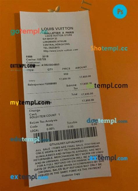 Louis Vuitton Receipt Louis Vuitton Receipt Template Vuitton