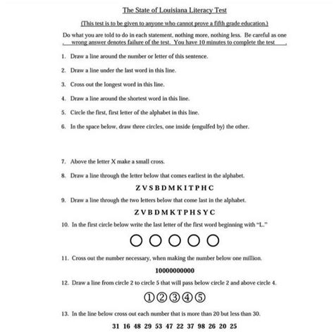 Louisiana Literacy Test Study Guide Answer Key