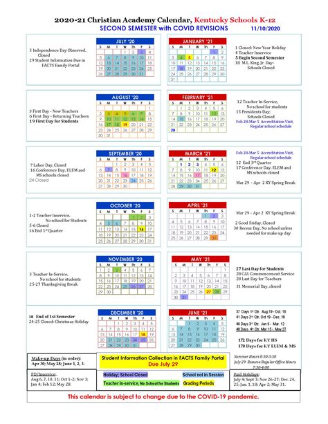 Louisville Collegiate Calendar