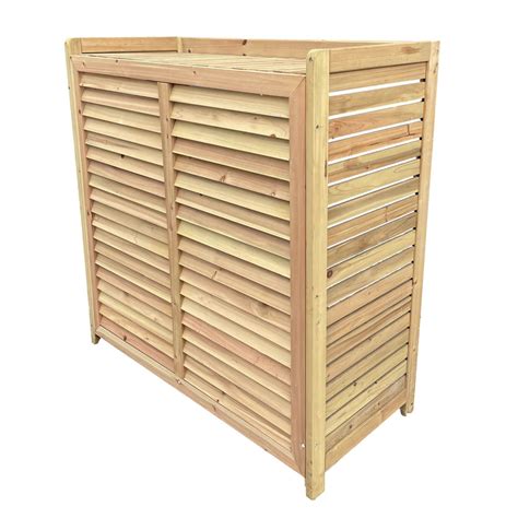 Designed to fit air con units up to 950 x 910 x 450mm. DIMENSIONS: 1050 (H) x 1050 (W) x 450mm (D) Much lighter and more stable than timber pine. ACQ treated to Australian standards for safety in all applications. One natural colour, one decision - easy to paint. Air Con cover has a wide open back for ventilation.. 