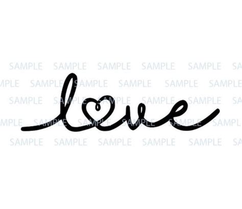 Love Cursive Script Heart Jpg Digital File Etsy