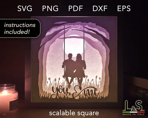 Love Shadow Box svg File Cricut 3D Layered Lightbox Template Etsy