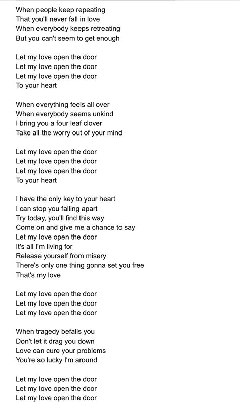 Love in open door lyrics. Things To Know About Love in open door lyrics. 