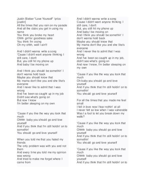 Love yourself lyrics. Things To Know About Love yourself lyrics. 