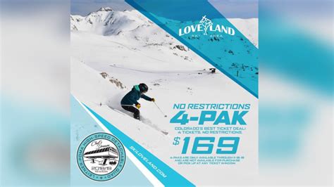 Loveland four pack. Tickets are affordable (don’t miss out on the famed Loveland 4-Pack sold before every season) and they even have a “side area” called Loveland Valley that hosts a learning area magic carpet and a few mellow lift-serviced slopes specifically groomed for … 