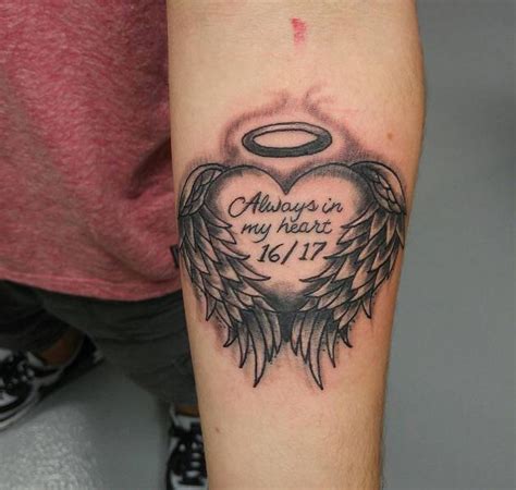Loving memory remembrance angel wings tattoo on wrist. Drawing Heart Angel Tattoo Coloring Book - Angel Wings Tattoo With Halo, HD Png Download , Transparent Png Image - PNGitem ... In Loving Memory Tattoos. $2.00 ... 