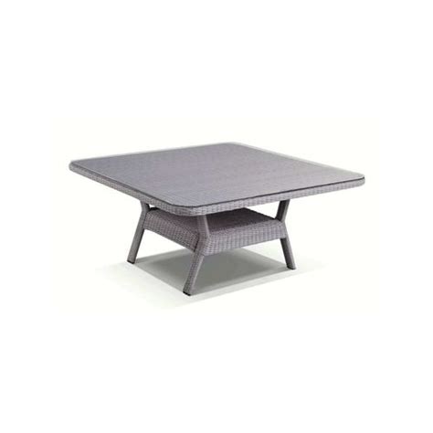 Low Dining 1.5M Square Outdoor Wicker Glass Top Table