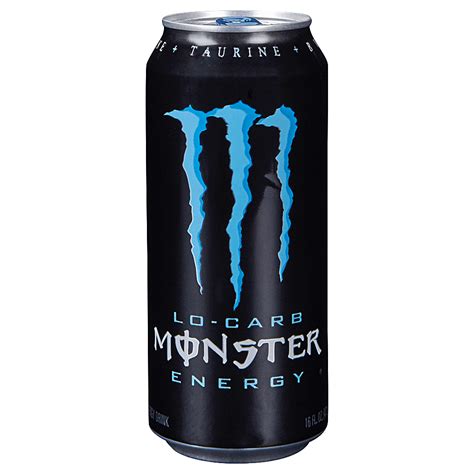 Low carb monster. Energy Drink, Lo-Carb. Carnitine + Taurine + B vitamins. Monster Energy Blend: Glucose, taurine, caffeine, L-carnitine, glucuronolactone, inositol, guarana extract, maltodextrin. Caffeine from All Sources: 105 mg per 12 fl. oz. serving (210 mg per can). Feel the power as you crank the cap off the meanest energy drink on the planet, Lo-Carb ... 