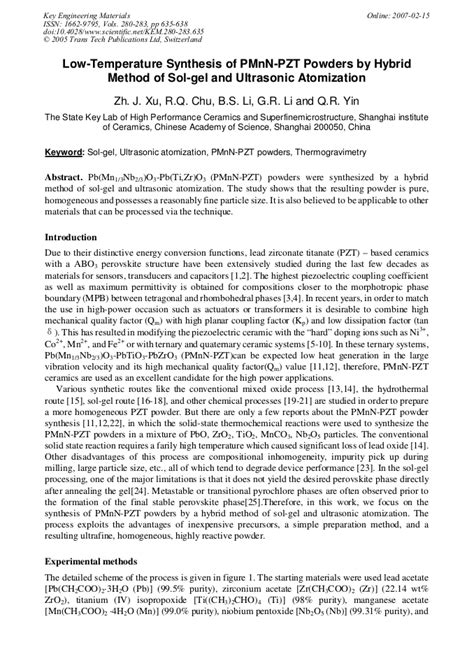 Low-Temperature Synthesis of PMnN-PZT Powders by Hy brid …