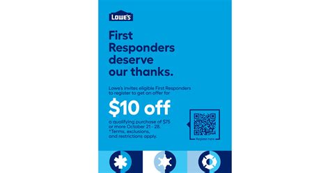 Lowe's First Responder Discount 2023 Visit this page for Lowe's First Responder Discount 2023 . The website offers a wide selection of coupons, promo codes, and discount deals that are updated regularly, just visit the website to find the perfect one for you.. 