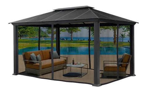 Lowe's gazebo clearance. for pricing and availability. AOXUN. 13-ft x 10-ft gazebo Brown Metal Rectangle Screened Gazebo with Steel Roof. Model # G30004. 5. • 10×13FT Outdoor Hardtop Gazebo with Sidewalls and Mesh Netting, Brown. • This gazebo features a ventilated, Double Polycarbonate Roof, it prevents harmful UV rays,solid and sturdy. 
