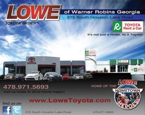 Lowe toyota of warner robins warner robins ga. Directions 375 S Houston Lake Rd, Warner Robins, GA 31088 Sales: Call Sales Phone Number 478-971-5693 Service: Call Service Phone Number 866-983-0902. Directions. Phone. Home; New Vehicles . ... Lowe Toyota of Warner Robins ... 