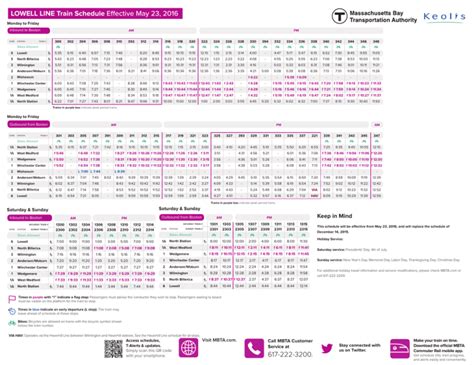 Lowell line inbound schedule. Report a Railroad Crossing Gate Issue. To report a problem or emergency with a railroad crossing, call 800-522-8236. MBTA Lowell Line Commuter Rail stations and schedules, including timetables, maps, fares, real-time updates, parking and accessibility information, and connections. 