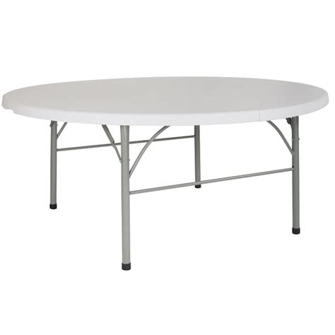 Shop Flash Furniture 6-ft x 6-ft Indoor Round Plastic White Folding Banquet Table (10-Person) in the Folding Tables department at Lowe's.com. Wow attendees as they enter a banquet room filled with carefully decorated round tables, covered by a linen tablecloth and dinnerware. Really set the ambiance. 