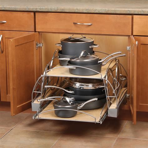  Plate racks and stemware organizers hold breakables safely within reach. Spice racks keep small jars and bottles in one place and easy to access. Door organizers give you extra room in cupboards or a pantry where space may be limited. A pull-out cabinet organizer keeps pots and pans or heavy appliances out of sight but close at hand. . 