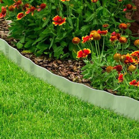 Colmet 8-ft x 4-in Brown Powder Coat Steel Landscape Edging Section. Col-met 8 ft. steel landscape edging keeps a clean line between grass and flower beds. This brown powder-coated steel edging resists frost heave and comes with four (4) removable stakes to join sections together and to anchor edging into the ground.. 