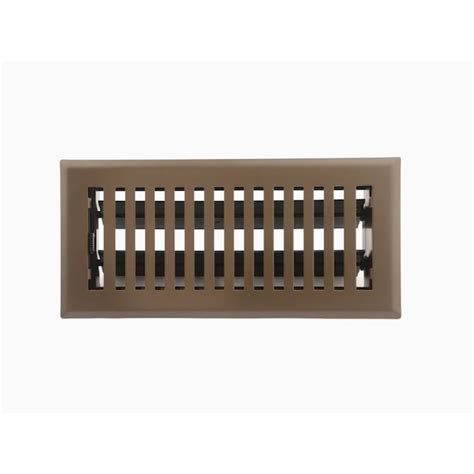6-in x 12-in Steel Brown Floor Register. Model # 4210612BR. Find My Store. for pricing and availability. 229. Multiple Options Available. Color: Brown. allen + roth. 4-in x 10-in Maximum Airflow Steel Brown Floor Register.. Lowes heat register