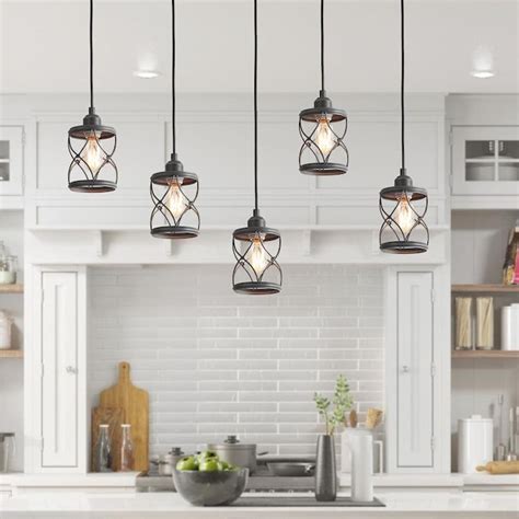 Kennild 4-Light Matte Black and Brown Wood Tone Farmhouse Sputnik LED Hanging Kitchen Island Light. Model # 3QNZB2LWS3907R7. Find My Store. for pricing and availability. 3. Fixture Height: 20-in. Maximum Hanging Height: 73-in. Flynama. Pendant light 3-Light Black Modern/Contemporary Sputnik LED Hanging Pendant Light.