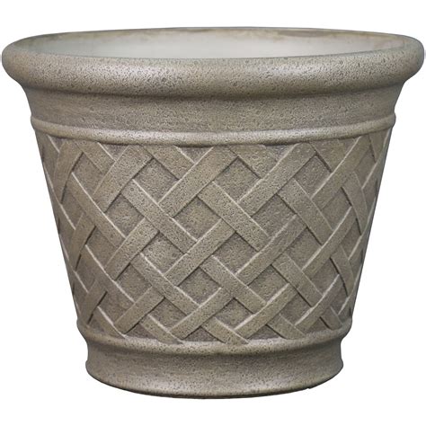 Color: Whiskey Barrel Brown. Style Selections. 19.3-in W x 12.13-in H Whiskey Barrel Brown Resin Rustic Indoor/Outdoor Planter. Model # PLR0120TK. Find My Store. for pricing and availability. Material: Resin. Container Size: Large (25-65 quarts) Shape: Cone. . 