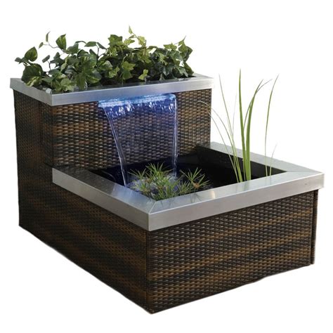 Model# 52411. TOTALPOND. Container Fountain Kit with Led Light. Add to Cart. Compare. $19900. (2) Model# 92564. TOTALPOND. Small All-in-One Pond Bundle with Decor. Add to Cart. Compare. $13833. (12) Model# KSPK-270SL. Koolatron. 270 Gal Pond Kit, 200 GPH Pump, 2 Fountain Heads, 8 x 10 ft. Non-toxic Liner, Solar Light. Add to Cart. Compare.