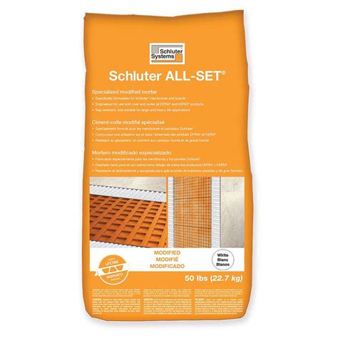 Schluter SET™, Schluter ALL-SET™, Schluter FAST-SET™ or unmodified thin-set mortar. Choose a notched trowel to match the tile format, and back-butter the tiles, if necessary, to attain full coverage. Note: If the bond between the thin-set mortar and substrate is questionable, additional mechanical attachment with the. Lowes schluter all set