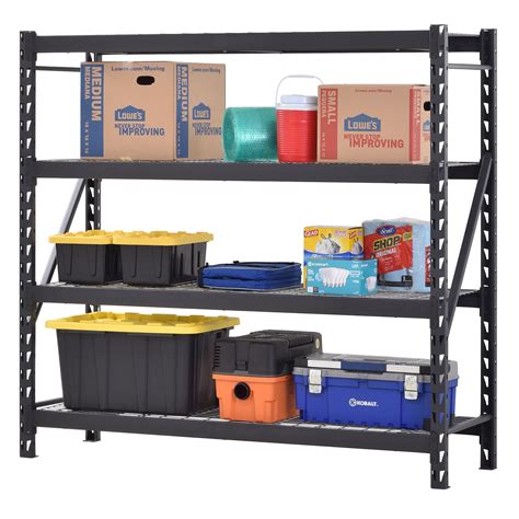 The Project Source 5-tier ventilated 18” D x 36” W x 72” H shelf is an ideal solution for your storage needs around the house, garage, shed, office, and more. View More Kobalt Steel Heavy Duty 4-Tier Utility Shelving Unit (77-in W x 24-in D x 72-in H), Black. 