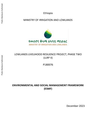 Lowlands Livelihood Resilience Project - SRS. Environmental …