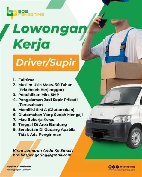 Lowongan kerja driver supir pribadi di bandung jawa barat