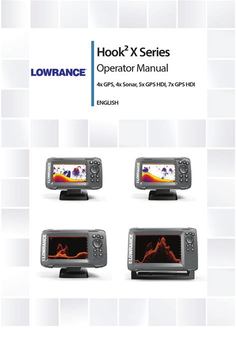 Lowrance hook2 4x manual pdf. Page 1: Supplied Parts. Supplied parts Common kit parts HOOK-4/4x Installation Guide HOOK-4/4x Power cable Quick release bracket Optional flush mount kit sold seperatly (000-11308-001) For technical speciﬁcations, refer to the Operator manual or to product website on: *988-11023-001* lowrance.com lowrance.com... 