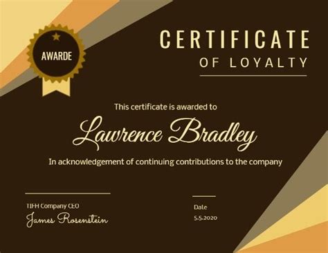 Loyalty Certificate