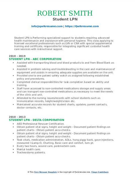 Lpn Resume Samples Qwikresume