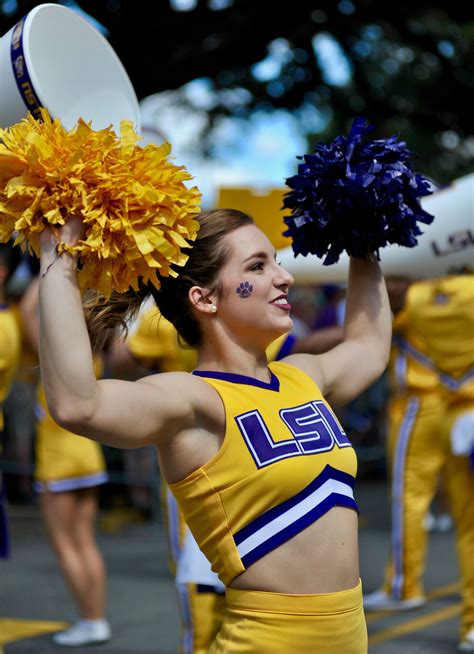 Lsu cheerleader. Mar 31, 2023, 5:24 PM PDT. An LSU cheerleader uses a stunt to grab a game ball stuck above the backboard. Maddie Meyer/Getty Images. The No. 1 Virginia Tech Hokies faced the third-seeded LSU ... 