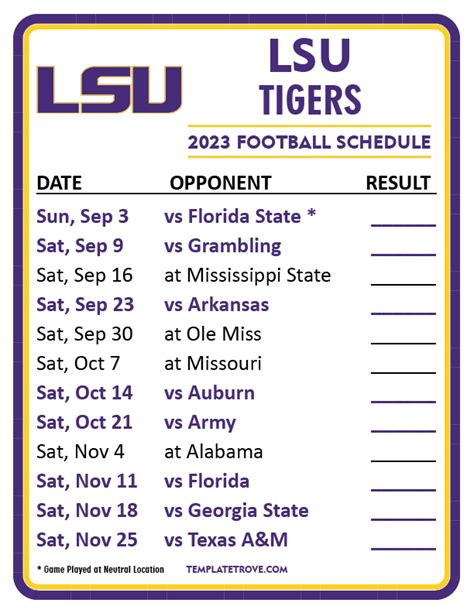Real-time LSU Tigers Football Schedule on SECSports.com.. 