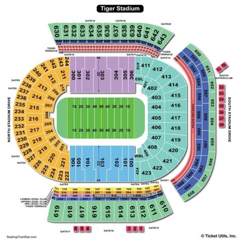Seating chart for the LSU Tigers and other football events. Tiger Stadium seating charts for all events including football.. 