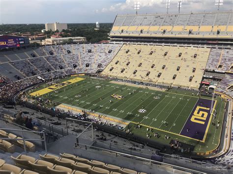 South endzone sections (404-406) are a bit larger with 36 numbered rows, but will have excellent head on view of the large videoboard located at the opposite end of the field. The 3 sections are also home to some of the rarely found overhead coverage at Tiger Stadium, with the seating deck above providing protection for fans seated in Rows 32 .... 