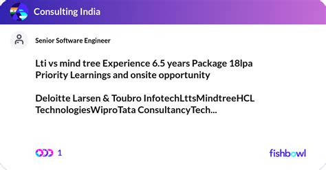 Lti vs mind tree Experience 6.5 years Package 18lp... Fishbowl