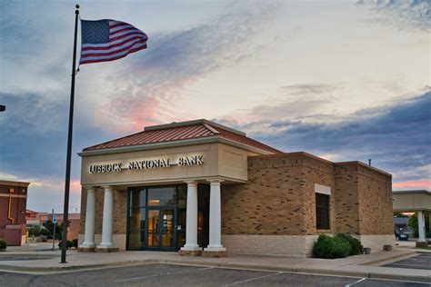 Lubbock national bank lubbock tx. First United Bank – LUBBOCK, TX. Home // First United Bank – LUBBOCK, TX. NORTHWEST BANKING CENTER. 5802 4th Street Lubbock, Texas 79416 Mailing Address. P.O. Box 16500 Lubbock, Texas, 79490 (806) 797-6500 . Get Directions. Lobby Hours: Monday: 9:00 AM - 4:00 PM . 